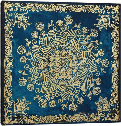 Gold Mandala Spiral Roses Canvas Art Print
