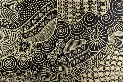 Gold Pigment Doodle Artwork by Yue Zeng canvas print