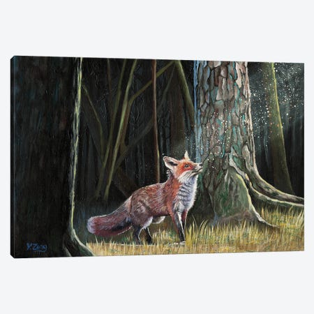 Red Fox In Forest Canvas Print #YZG11} by Yue Zeng Canvas Art Print