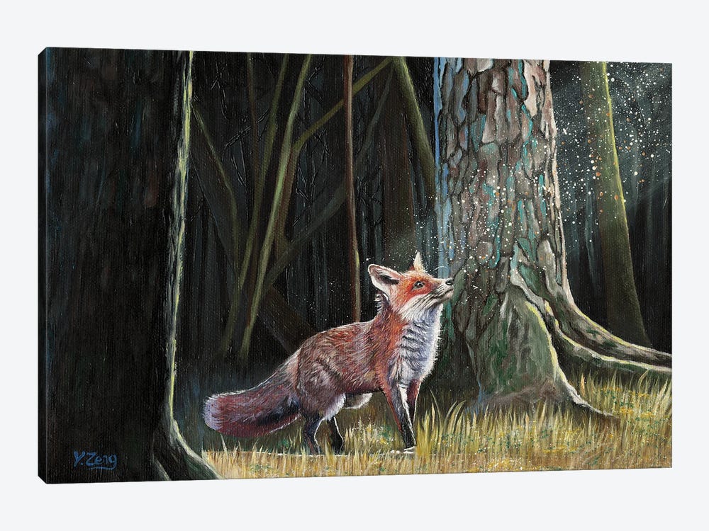Red Fox In Forest by Yue Zeng 1-piece Canvas Wall Art