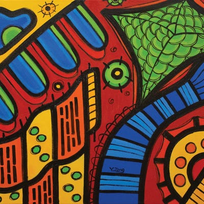 Playground Red-Oil by Yue Zeng canvas print