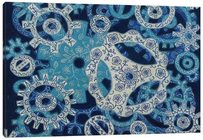 Ceramic Teeth Wheel Blue Oil Canvas Art Print - Yue Zeng