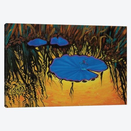 Blue Dragonfly Oil Painting Canvas Print #YZG128} by Yue Zeng Art Print