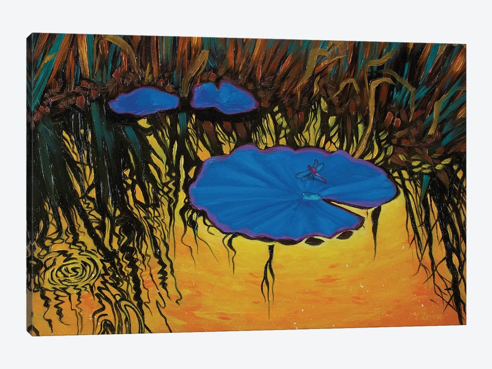 Blue Dragonfly Oil Painting by Yue Zeng 1-piece Canvas Artwork