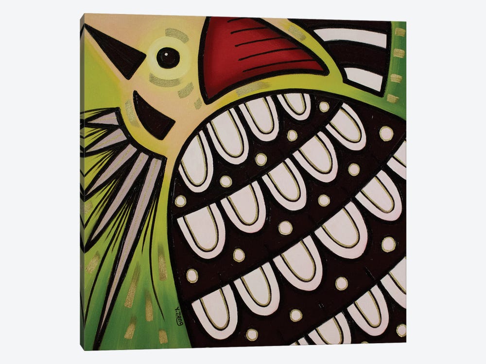 Backyard Birds Woodpecker Oil Painting by Yue Zeng 1-piece Canvas Print