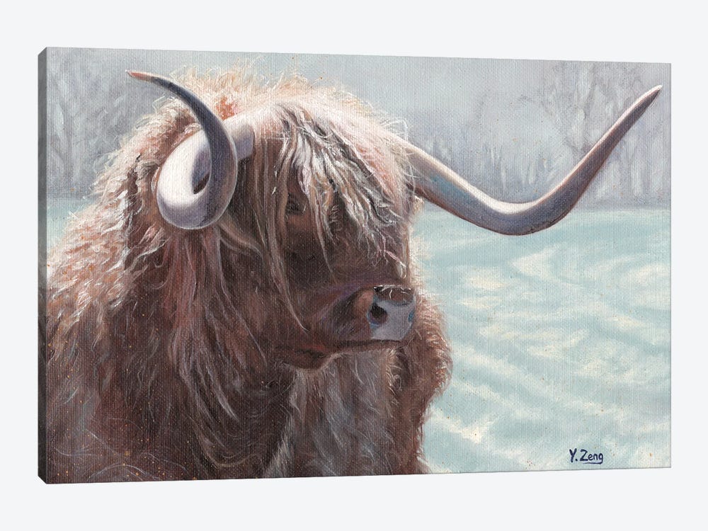 Highland Bull by Yue Zeng 1-piece Canvas Wall Art