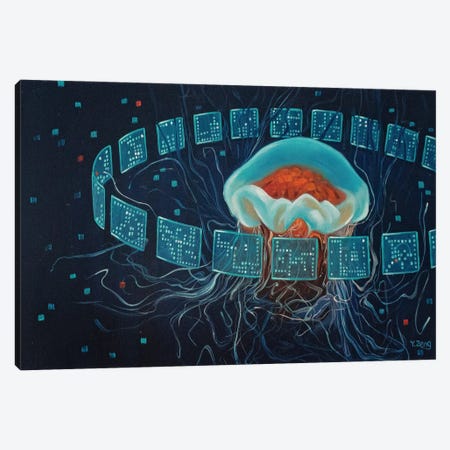 Cyber Jellyfish Canvas Print #YZG142} by Yue Zeng Canvas Art Print