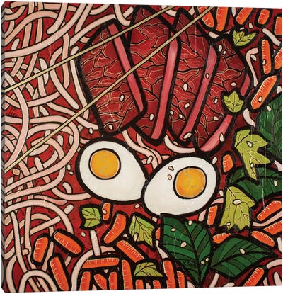 Ramen Noodle Beef Canvas Art Print - Egg Art