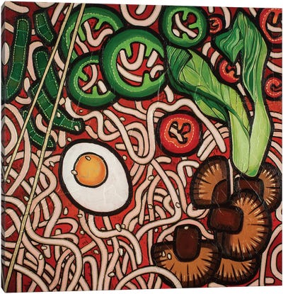 Ramen Noodle Vegetable Canvas Art Print - Egg Art