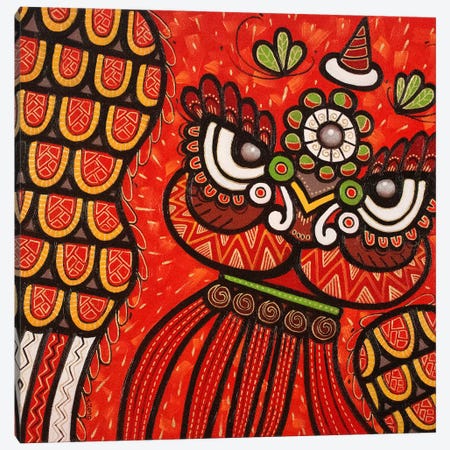 Lion Dance Red Canvas Print #YZG156} by Yue Zeng Art Print