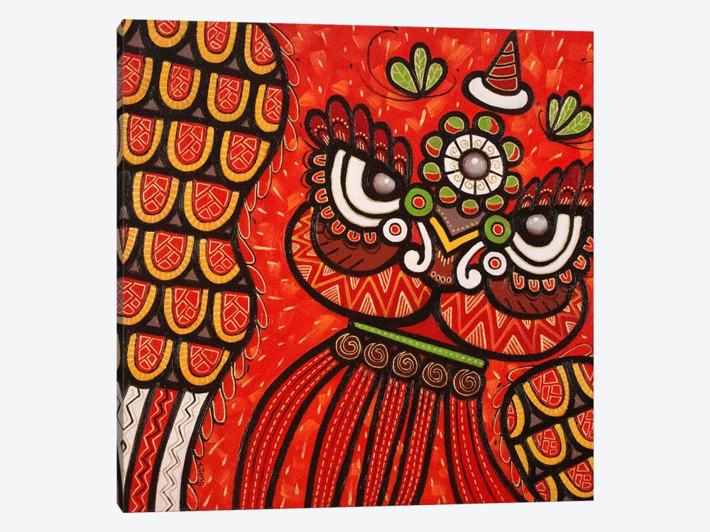 Lion Dance Red by Yue Zeng 1-piece Canvas Print
