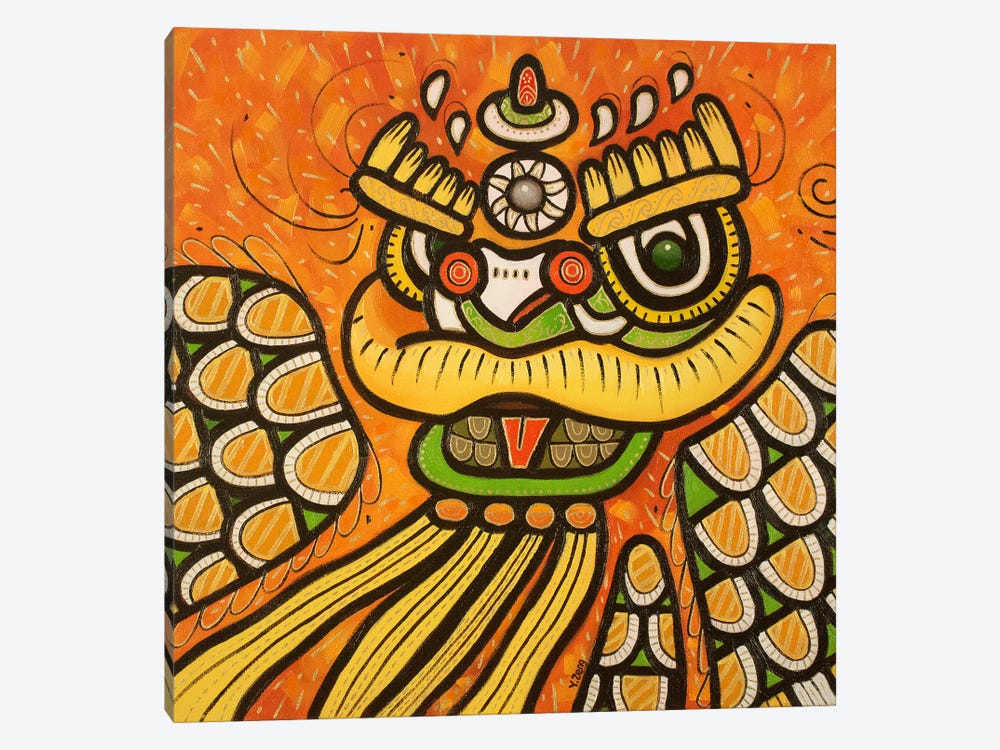 Lion Dance Yellow by Yue Zeng 1-piece Canvas Print