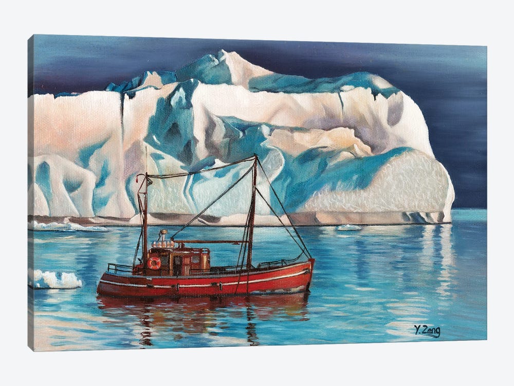 Iceberg And Tug Boat by Yue Zeng 1-piece Canvas Art