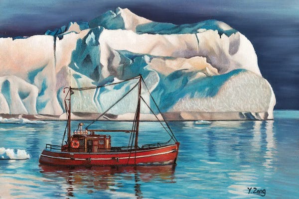 Glaciers & Icebergs: Iceberg And Tug Boat by Yue Zeng