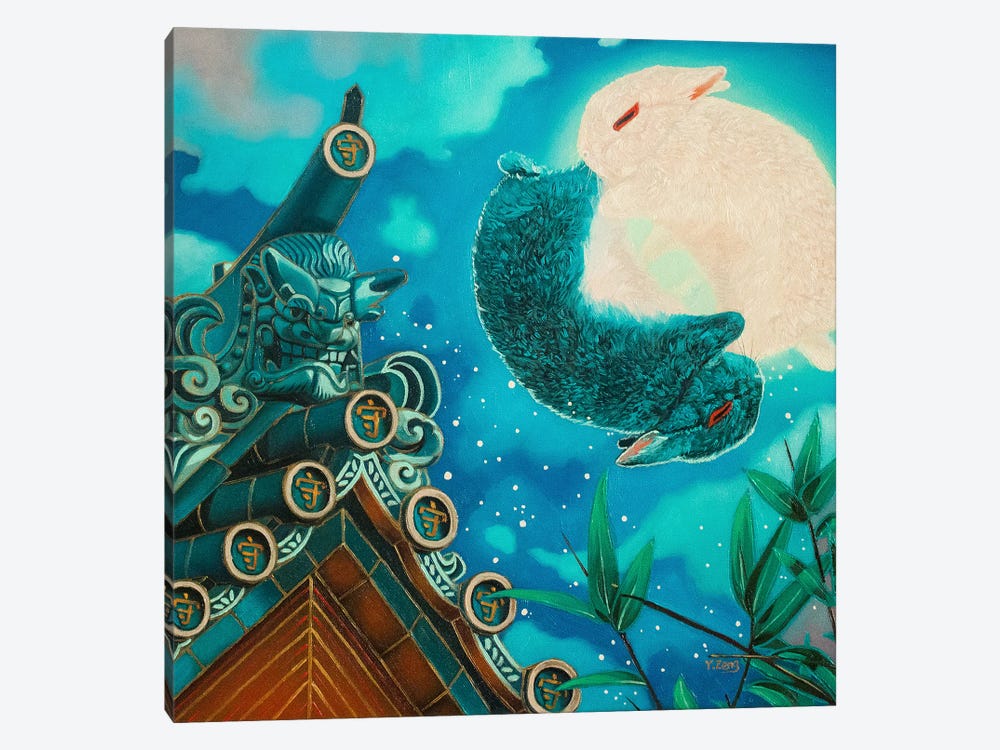 Rabbits Moon Fantasy by Yue Zeng 1-piece Canvas Art