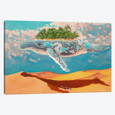 Whale Oasis Fantasy Canvas Print #YZG166} by Yue Zeng Canvas Wall Art