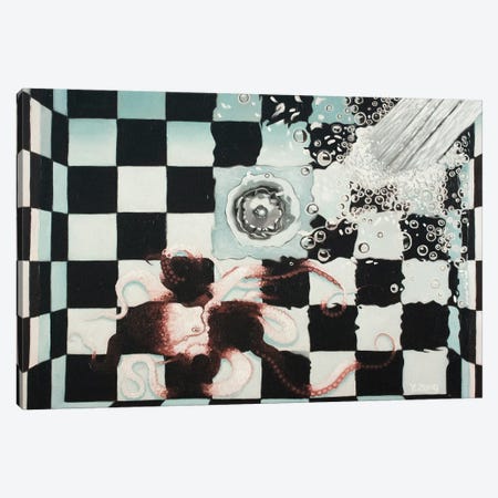 Checkerboard Octopus Fantasy Canvas Print #YZG168} by Yue Zeng Canvas Print