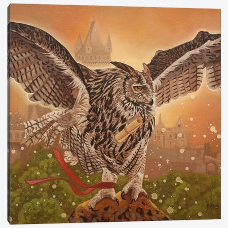 Owl Messenger Fantasy Canvas Print #YZG170} by Yue Zeng Canvas Wall Art