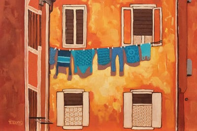 Drying Clothes Oil Painting by Yue Zeng framed wall art