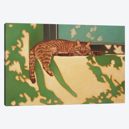 Cat Nap Time Oil Painting Canvas Print #YZG172} by Yue Zeng Canvas Art