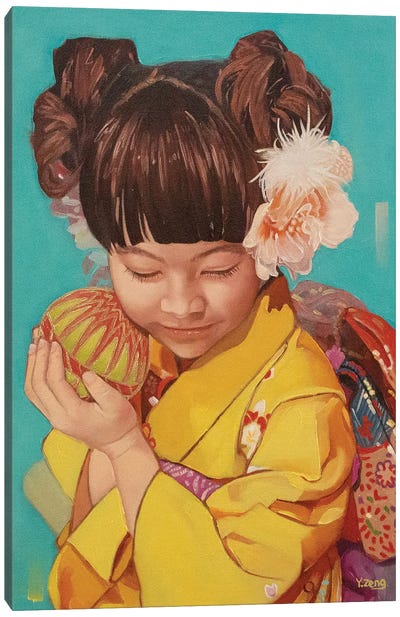 Kimono Girl Portrait Oil Painting Canvas Art Print - Yue Zeng