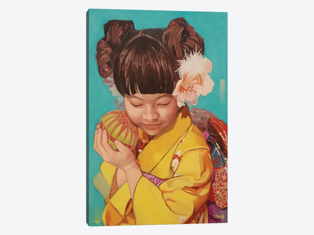 Kimono Girl Portrait Oil Painting by Yue Zeng 1-piece Canvas Art