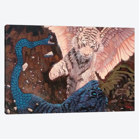 Angel And Demon Fantasy Oil Painting Tigers Canvas Print #YZG181} by Yue Zeng Canvas Art Print