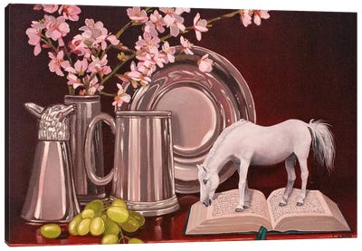 Miniature Horse Fantasy Oil Painting Canvas Art Print - Brown Art