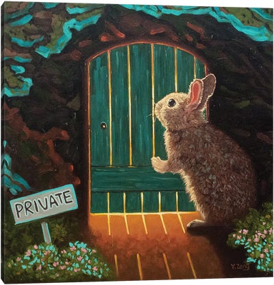 Knock Knock Rabbit Fantasy Canvas Art Print - Yue Zeng