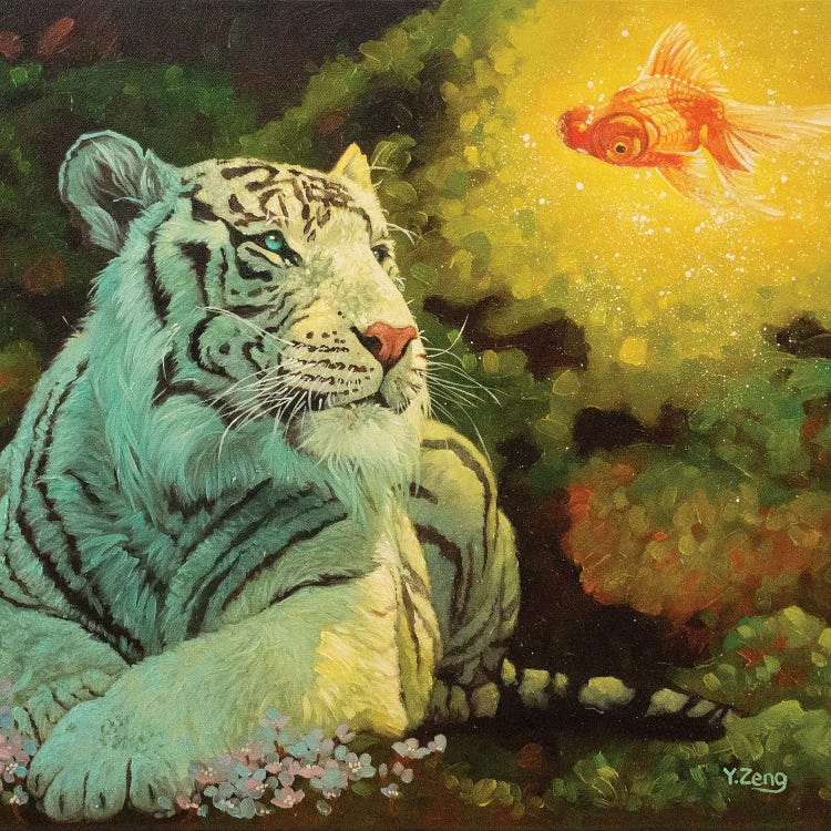 White Tiger And Goldfish Fantasy