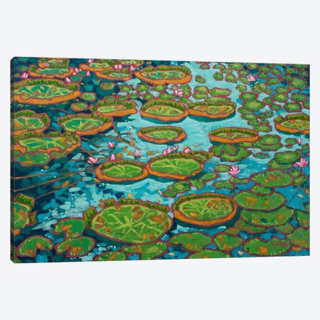 Waterlily Pond Blue Oil Painting Canvas Print #YZG189} by Yue Zeng Canvas Print