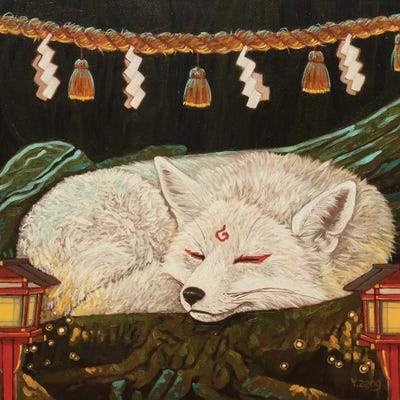 White Fox Shrine by Yue Zeng canvas print