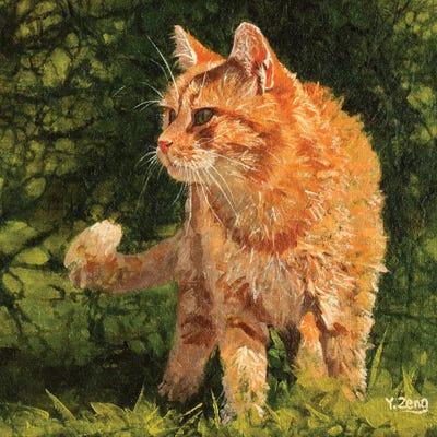 Orange Cat Oil Painting by Yue Zeng art print