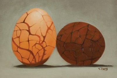 Two Tea Eggs Oil Painting by Yue Zeng framed wall art