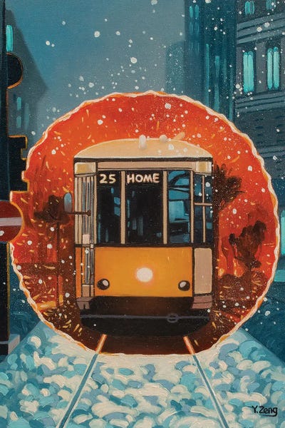 Teleporting Train Fantasy Oil Painting