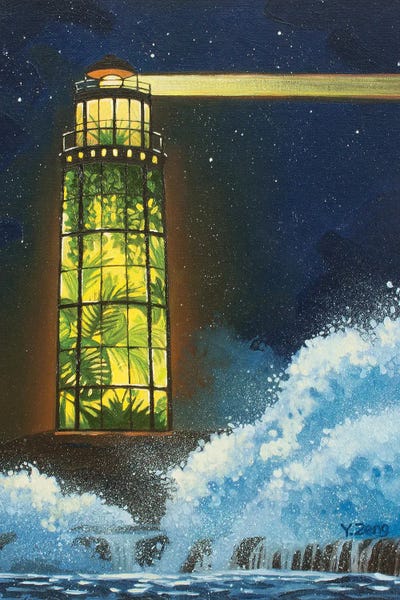 Fine Art Print: Greenhouse Lighthouse Fantasy Oil Painting by Yue Zeng