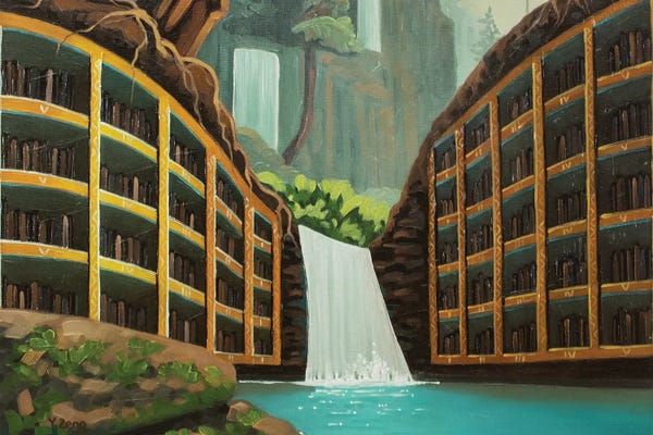 Fine Art Print: Abandoned Library Oil Painting by Yue Zeng
