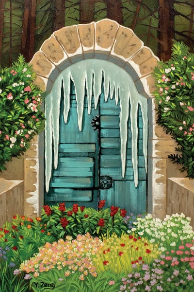 Doors: Winter Gate In Summer Garden Oil Painting by Yue Zeng