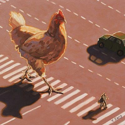 Canvas Print: Crossing Road Chicken by Yue Zeng - thumbnail