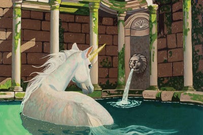 Canvas Print: Unicorn Bathhouse by Yue Zeng - thumbnail
