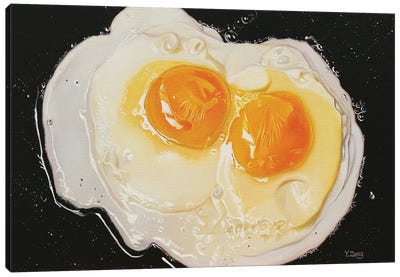 Two Fried Eggs Canvas Art Print - Hyperrealism Paintings