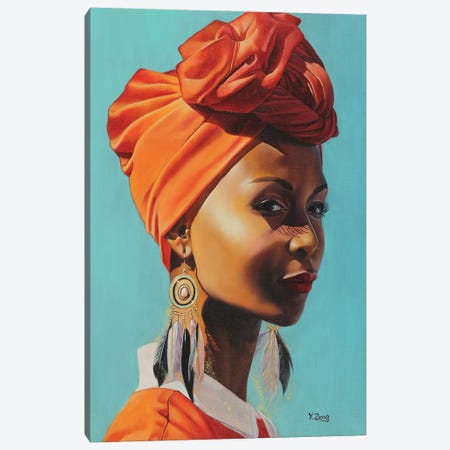 African Female Portrait Canvas Print #YZG23} by Yue Zeng Canvas Art