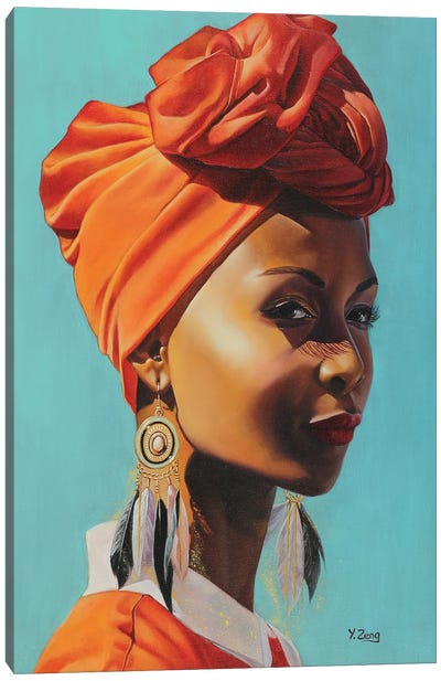 African Female Portrait Canvas Art Print - Yue Zeng