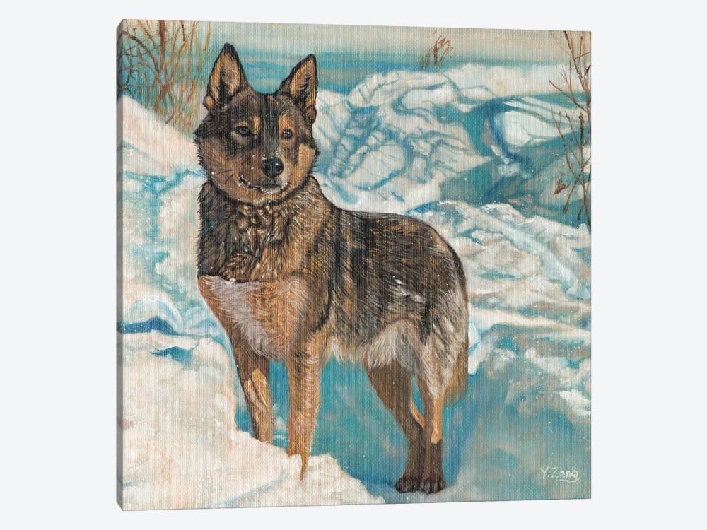 German Shepherd In Snow Field by Yue Zeng 1-piece Canvas Art Print