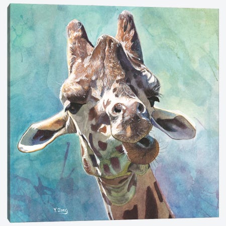 Giraffe Portrait Canvas Print #YZG28} by Yue Zeng Canvas Artwork