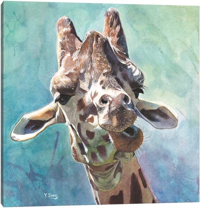 Giraffe Portrait Canvas Art Print - Yue Zeng