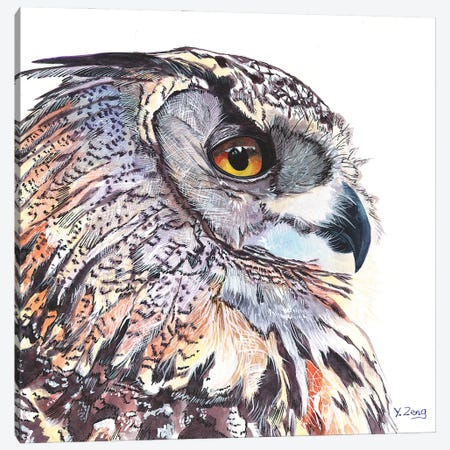 Great Horned Owl Portrait Canvas Print #YZG35} by Yue Zeng Canvas Art