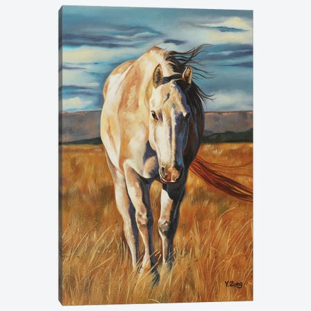 Horse Home Coming Canvas Print #YZG36} by Yue Zeng Canvas Wall Art