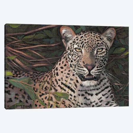 Leopard Canvas Print #YZG37} by Yue Zeng Canvas Art