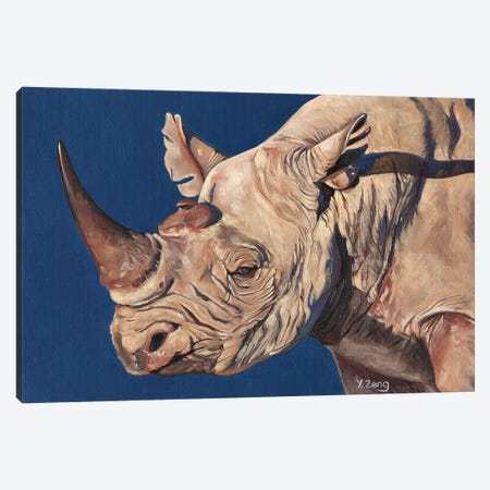 Rhino Portrait Canvas Print #YZG42} by Yue Zeng Canvas Wall Art